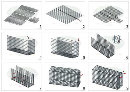 Add-on schanskorf type 2 200 cm x 100 cm x 30 cm (L x H x D), maaswijdte 5 cm x 5 cm, spiraalvormig