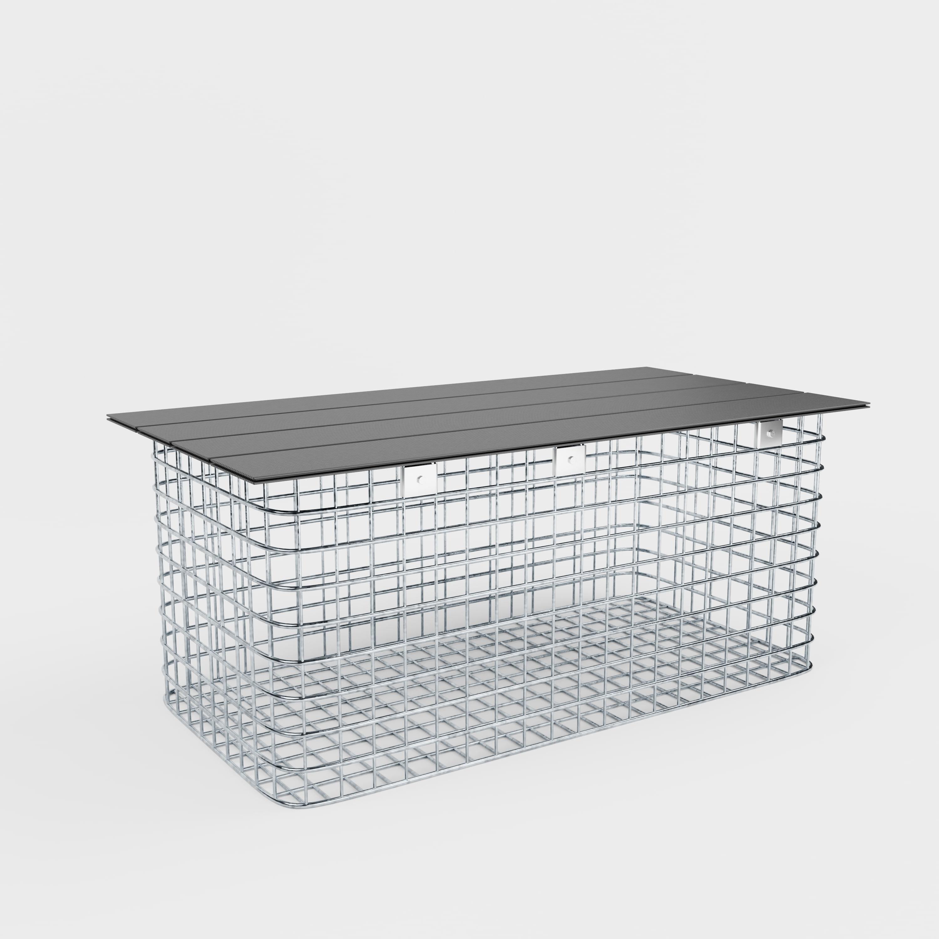 Havebænk 102 x 45 x 52 cm MW 5 x 5 cm varmgalvaniseret, med genbrugsdæksel i antracit