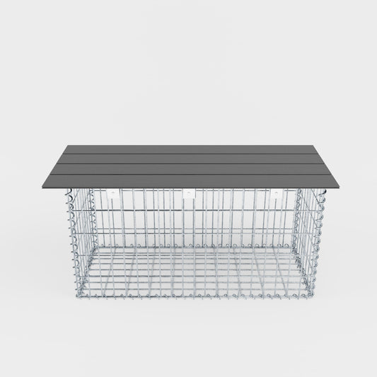 Havebænk spiralgabion 105 x 50 x 40 cm - MW 5 x 10 cm, med genbrugsbetræk i antracit