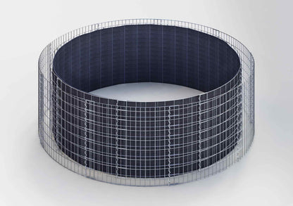 Rund højbed, udvendig diameter 322 cm, højde 80 cm, maskestørrelse 5 x 5 cm, vægtykkelse 15 cm