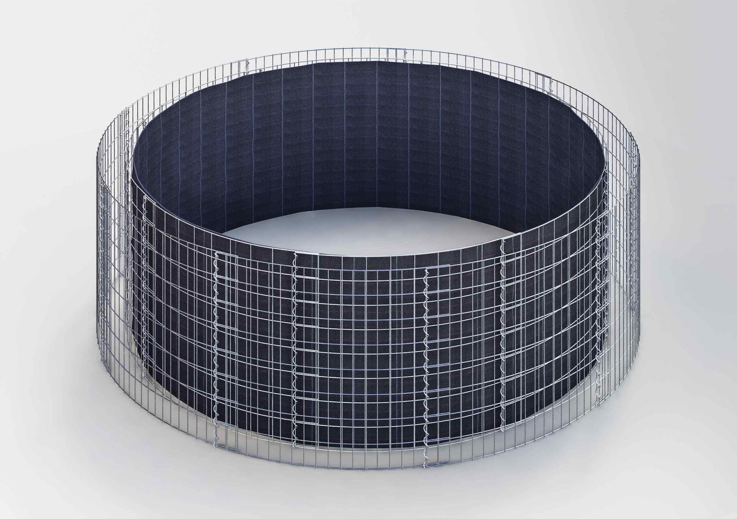 Rund højbed, udvendig diameter 382 cm, højde 80 cm, maskestørrelse 5 x 5 cm, vægtykkelse 15 cm