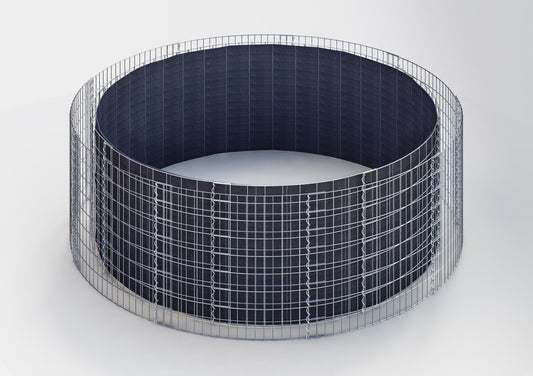 Lit surélevé rond, diamètre extérieur 502 cm, hauteur 80 cm, mailles 5 x 10 cm, épaisseur des parois 15 cm