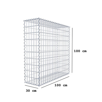 Set of 2 gabions 100 cm x 100 cm x 30 cm (L x H x D), mesh size 5 x 10 cm, spiral