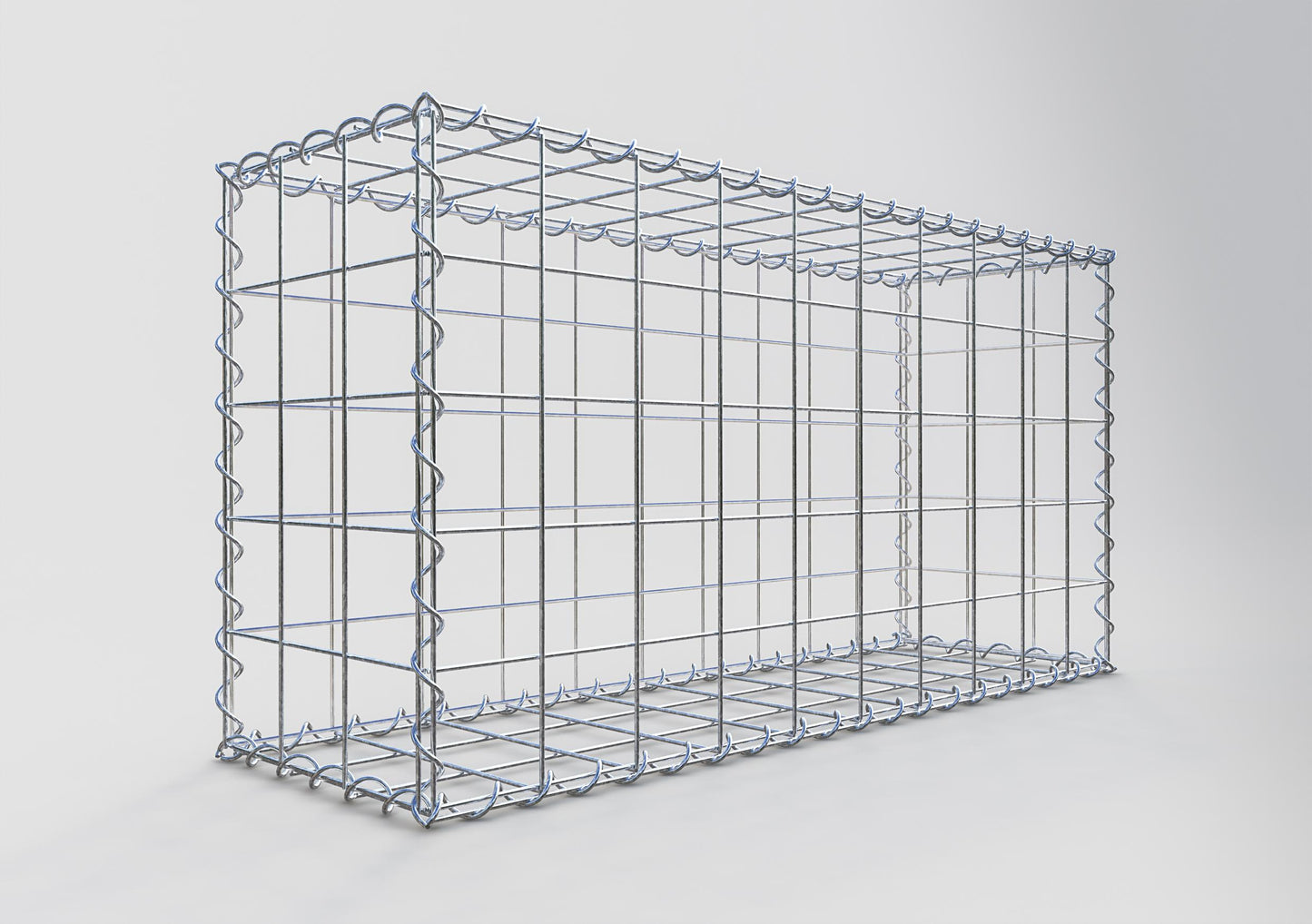 Sats med 2 gabioner 100 cm x 50 cm x 30 cm (L x H x D), maskstorlek 10 x 10 cm, spiral