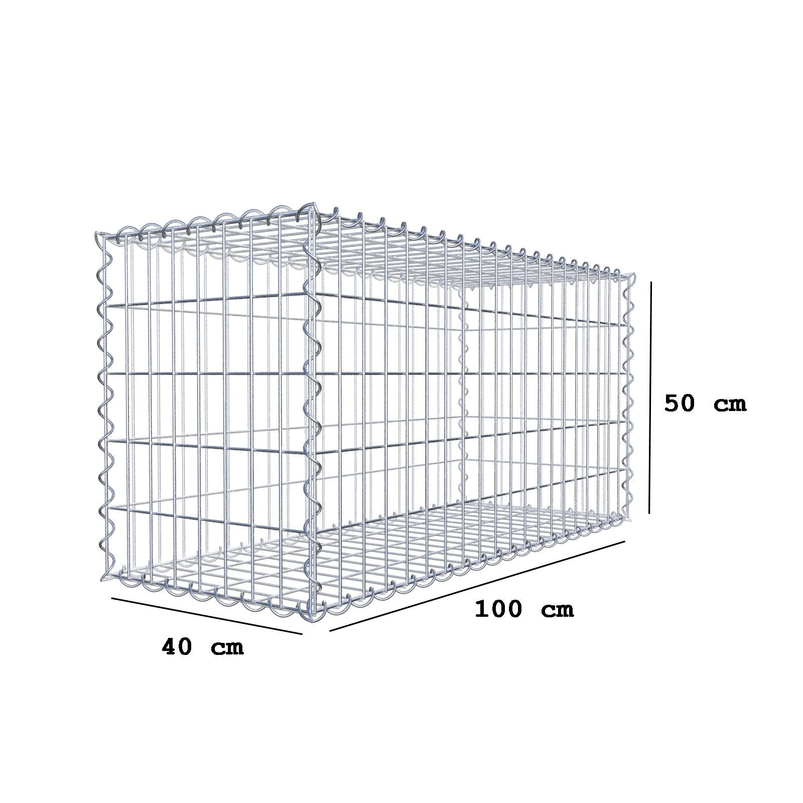 Set van 2 schanskorven 100 cm x 50 cm x 40 cm (L x H x D), maaswijdte 5 x 10 cm, spiraalvormig
