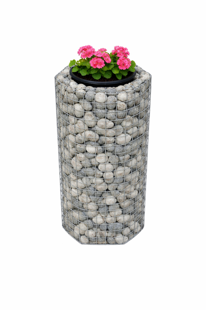 Blomstersøjle ottekantet højde 62 cm MW 5 x 5 cm, varmgalvaniseret inkl. potte