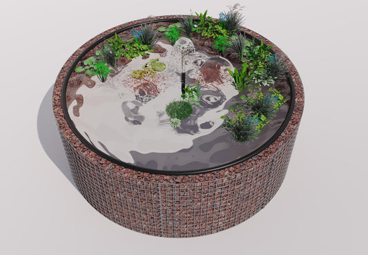 Gabion raised pond round, outer diameter 232 cm, height 80 cm, mesh size 5 x 5 cm, wall thickness 15 cm