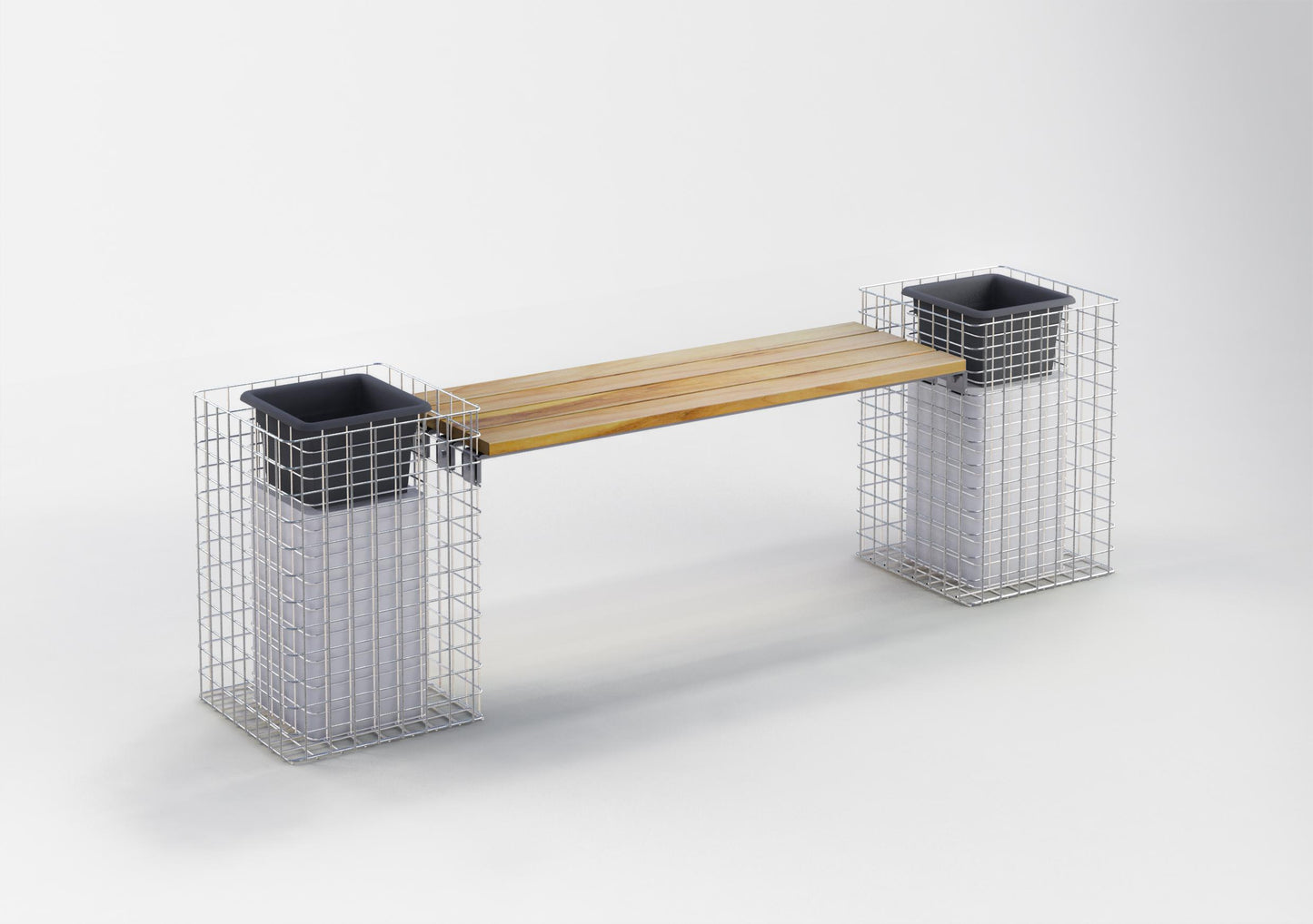 Gartenbank 2 Blumensäulen TEAK MW 5 x 5 cm, feuerverzinkt