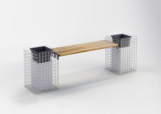 Gartenbank 2 Blumensäulen TEAK MW 5 x 5 cm, feuerverzinkt