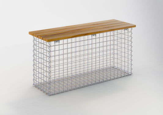 Havebænk spiralgabion 105 x 50 x 30 cm -3 TEAK MW 5 x 5 cm