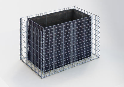 Lecho elevado rectangular 130 cm x 80 cm x 80 cm (largo x alto x fondo), malla 5 x 10 cm, espesor de pared 10 cm