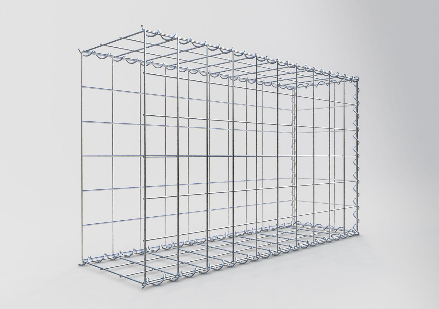 Opvokset gabion type 2 100 cm x 60 cm x 30 cm (L x H x D), maskestørrelse 10 cm x 10 cm, spiral