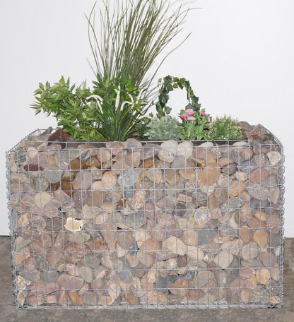 Lecho elevado rectangular 130 cm x 80 cm x 80 cm (largo x alto x fondo), malla 5 x 10 cm, espesor de pared 10 cm