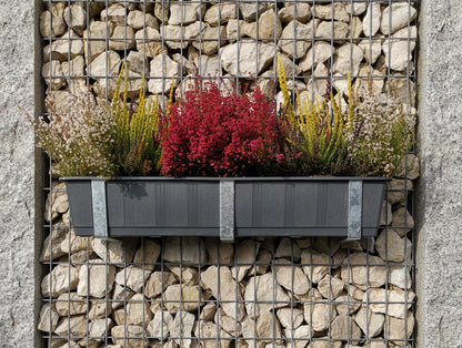 Suporte para caixa de flores galvanizado em um conjunto de 3 incluindo vaso de flores, para gabiões MW 5 x 10