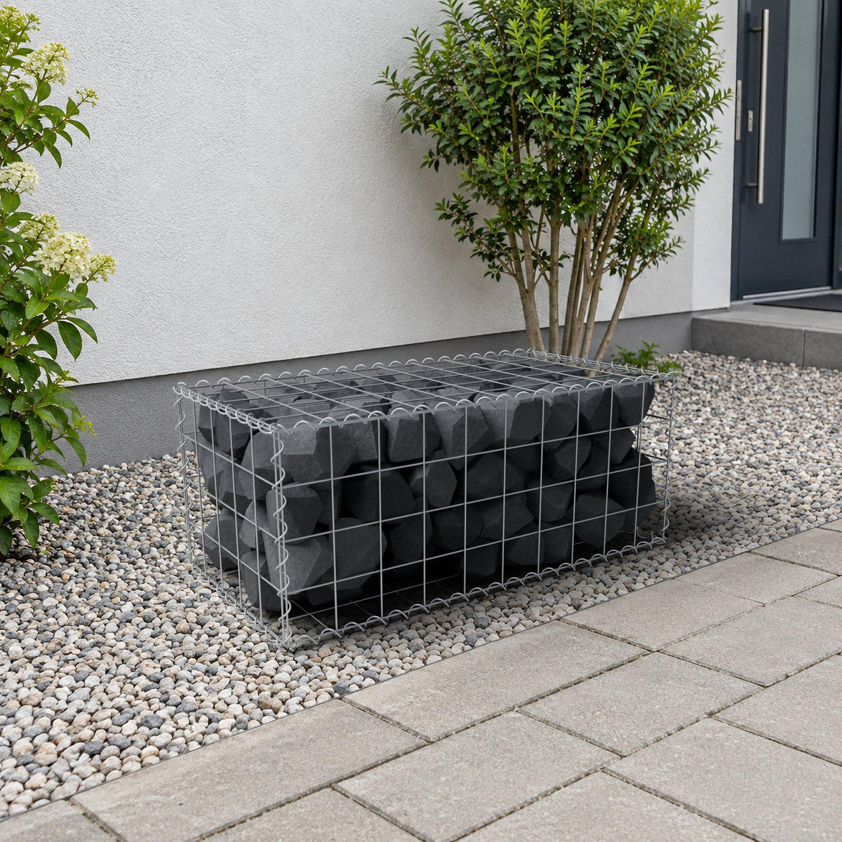 Schanskorf 100 cm x 40 cm x 50 cm (L x H x D), maaswijdte 10 cm x 10 cm, spiraalvormig