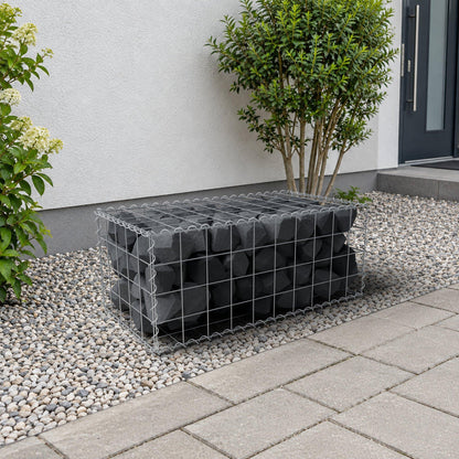 Schanskorf 100 cm x 40 cm x 50 cm (L x H x D), maaswijdte 10 cm x 10 cm, spiraalvormig