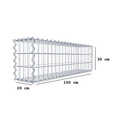 Gabion 100 cm x 30 cm x 20 cm (L x H x P), mailles 5 cm x 10 cm, spirale