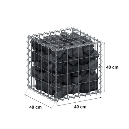 Gabião 40 cm x 40 cm x 40 cm (C x A x P), malhagem 5 cm x 10 cm, espiral