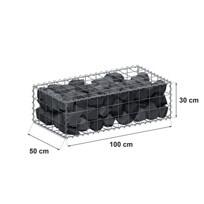 Gabbione 100 cm x 30 cm x 50 cm (L x H x P), maglia 10 cm x 10 cm, spirale