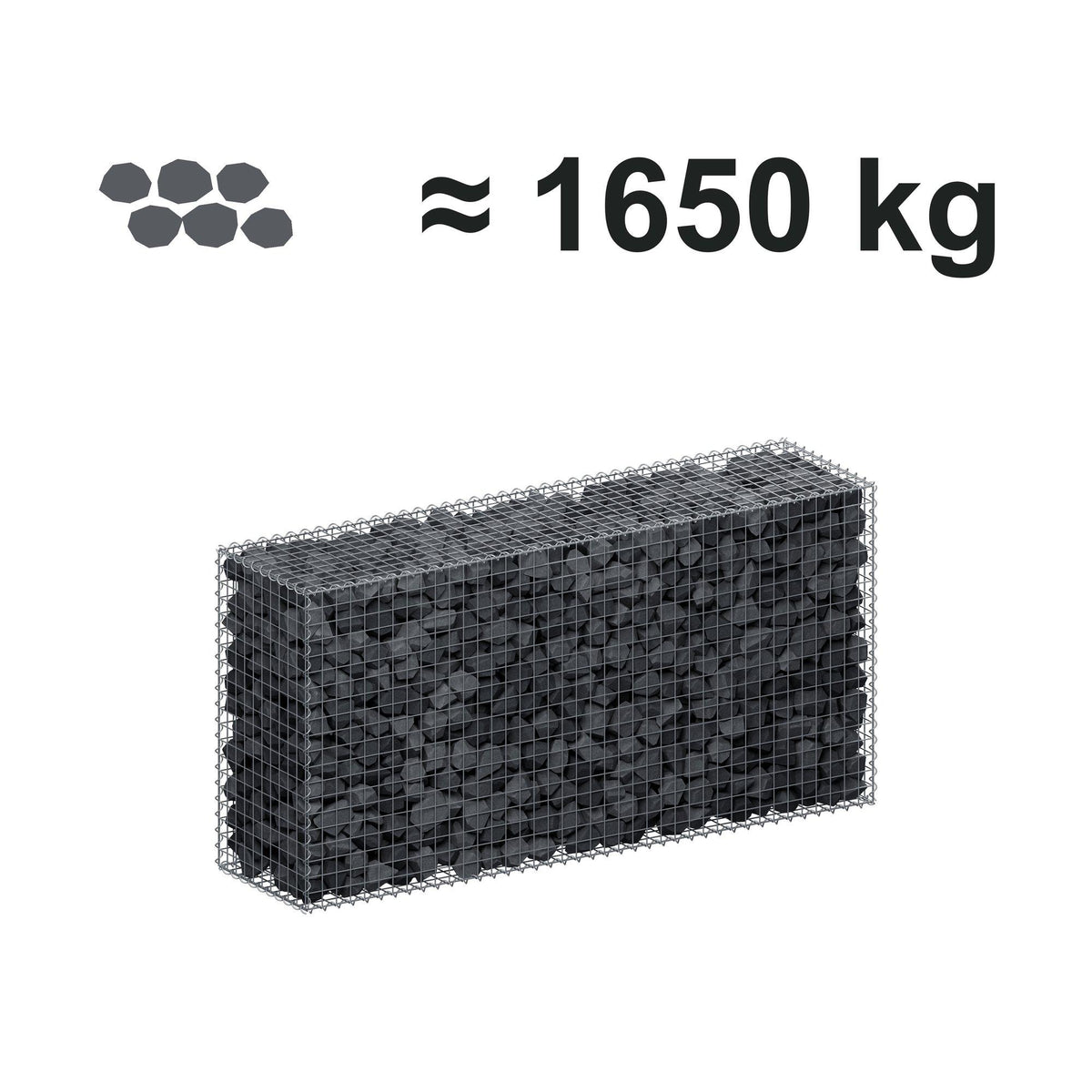 Gabion 200 cm x 100 cm x 50 cm (L x H x P), mailles 5 cm x 5 cm, spirale