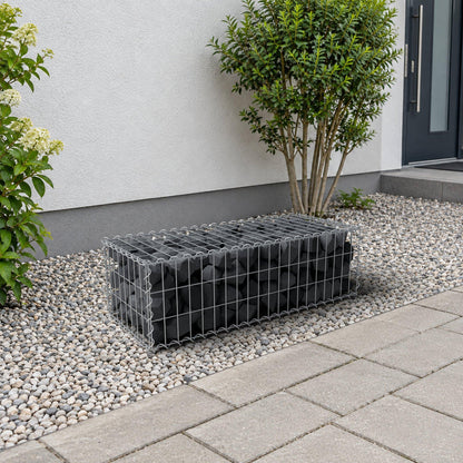 Schanskorf 100 cm x 30 cm x 40 cm (L x H x D), maaswijdte 5 cm x 10 cm, spiraalvormig