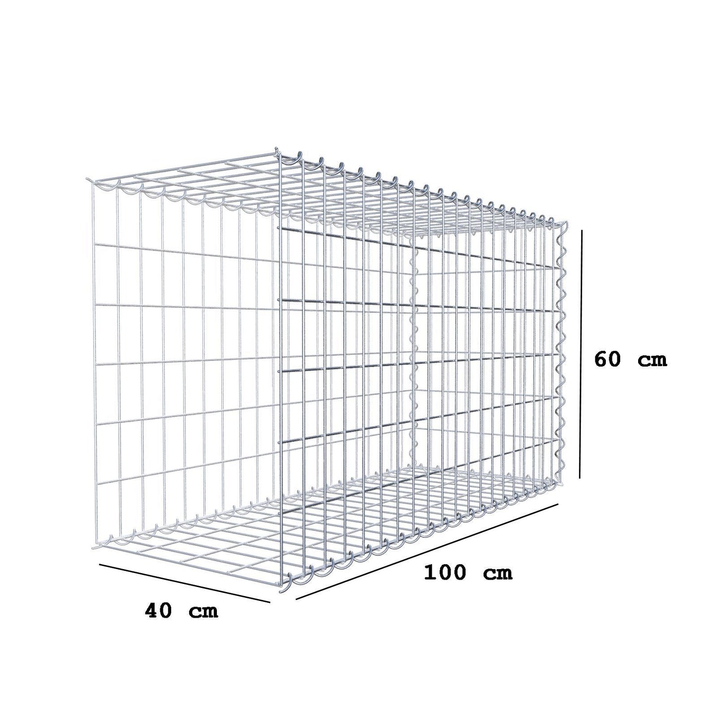 Anbaugabione Typ 2 100 cm x 60 cm x 40 cm (L x H x T), Maschenweite 5 cm x 10 cm, Spirale
