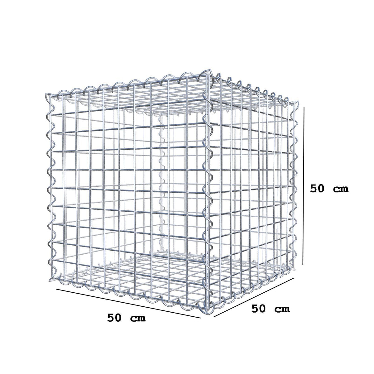 Gabion 50 cm x 50 cm x 50 cm (L x H x D), mesh size 5 cm x 5 cm, spiral