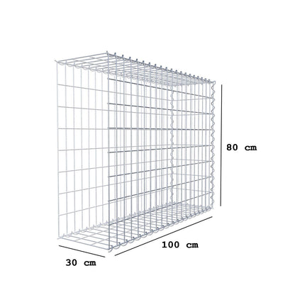 Gabbione aggiuntivo tipo 2 100 cm x 80 cm x 30 cm (L x H x P), dimensione maglia 5 cm x 10 cm, a spirale