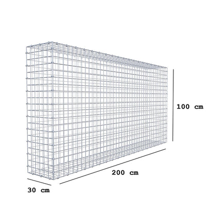Gabião 200 cm x 100 cm x 30 cm (C x A x P), malhagem 5 x 5 cm, anel espiral
