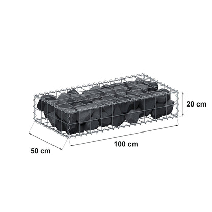 Gabion 100 cm x 20 cm x 50 cm (L x H x P), mailles 10 cm x 10 cm, spirale