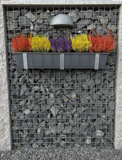 Suporte para caixa de flores galvanizado em conjunto de 3 para gabiões MW 5 x 5