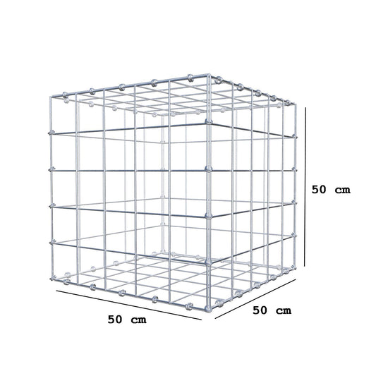 Schanskorf 50 cm x 50 cm x 50 cm (L x H x D), maaswijdte 10 x 10 cm, spiraalring