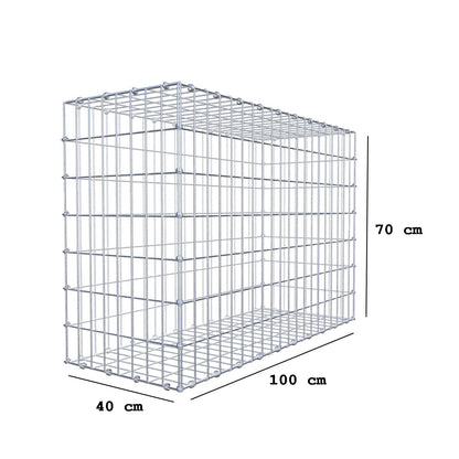 Gabião 100 cm x 70 cm x 40 cm (C x A x P), malhagem 5 x 10 cm, anel espiral