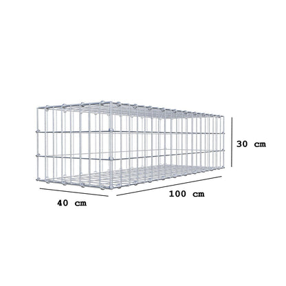 Gabião 100 cm x 30 cm x 40 cm (C x A x P), malhagem 5 x 10 cm, anel espiral