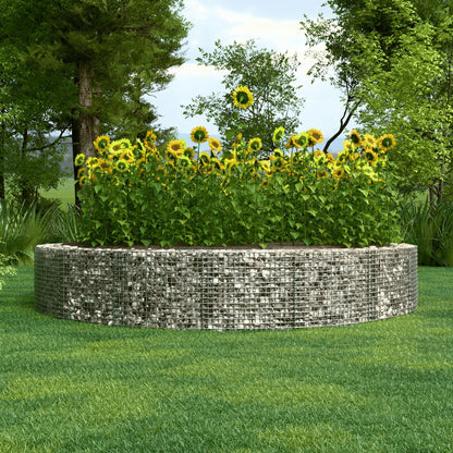 Canteiro elevado redondo, diâmetro externo 352 cm, altura 50 cm, tamanho da malha 5 x 5 cm, espessura da parede 15 cm