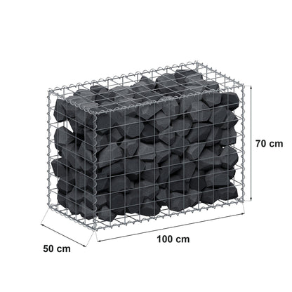 Gabião 100 cm x 70 cm x 50 cm (C x A x P), malhagem 10 cm x 10 cm, espiral
