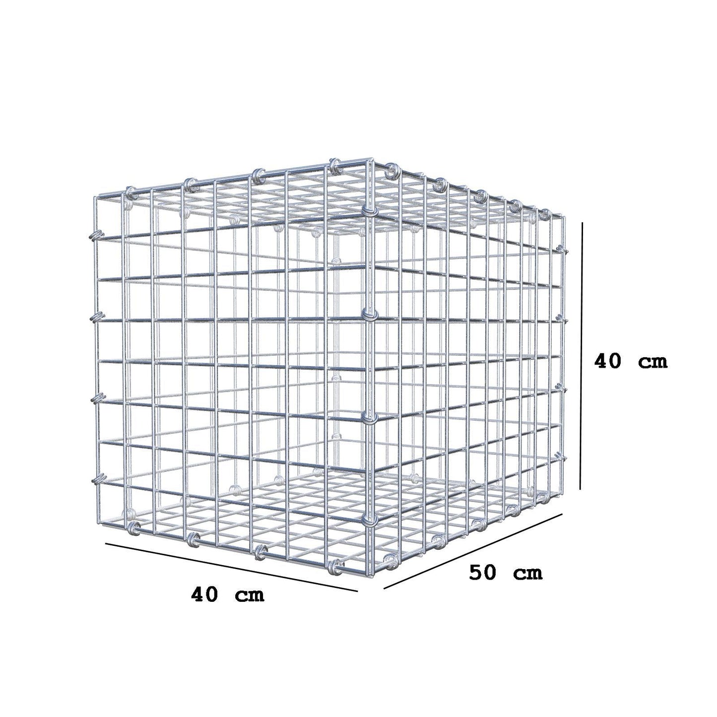 Gabião 50 cm x 40 cm x 40 cm (C x A x P), malhagem 5 x 5 cm, anel espiral