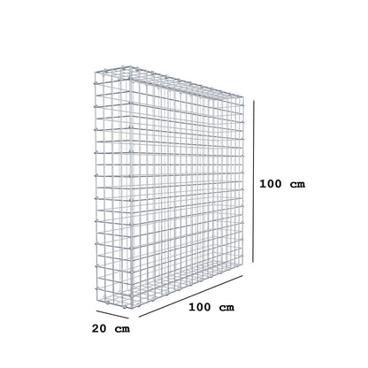 Gabion 100 cm x 100 cm x 20 cm (L x H x P), mailles 5 x 5 cm, anneau en spirale