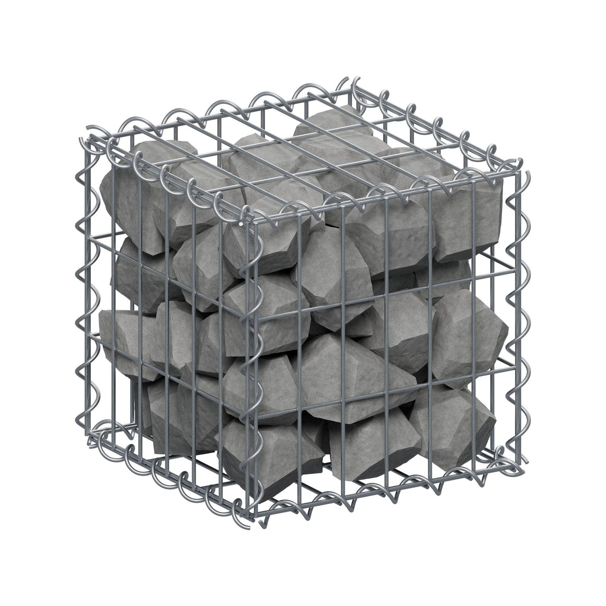 Gabion 30 cm x 30 cm x 30 cm (L x H x D), maskestørrelse 5 cm x 10 cm, spiral