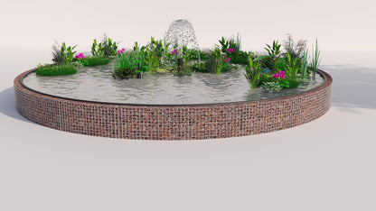 Gabion-dam, rund, ydre diameter 292 cm, højde 50 cm, maskestørrelse 5 x 5 cm, vægtykkelse 15 cm