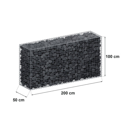 Gabion 200 cm x 100 cm x 50 cm (L x H x P), mailles 5 cm x 5 cm, spirale