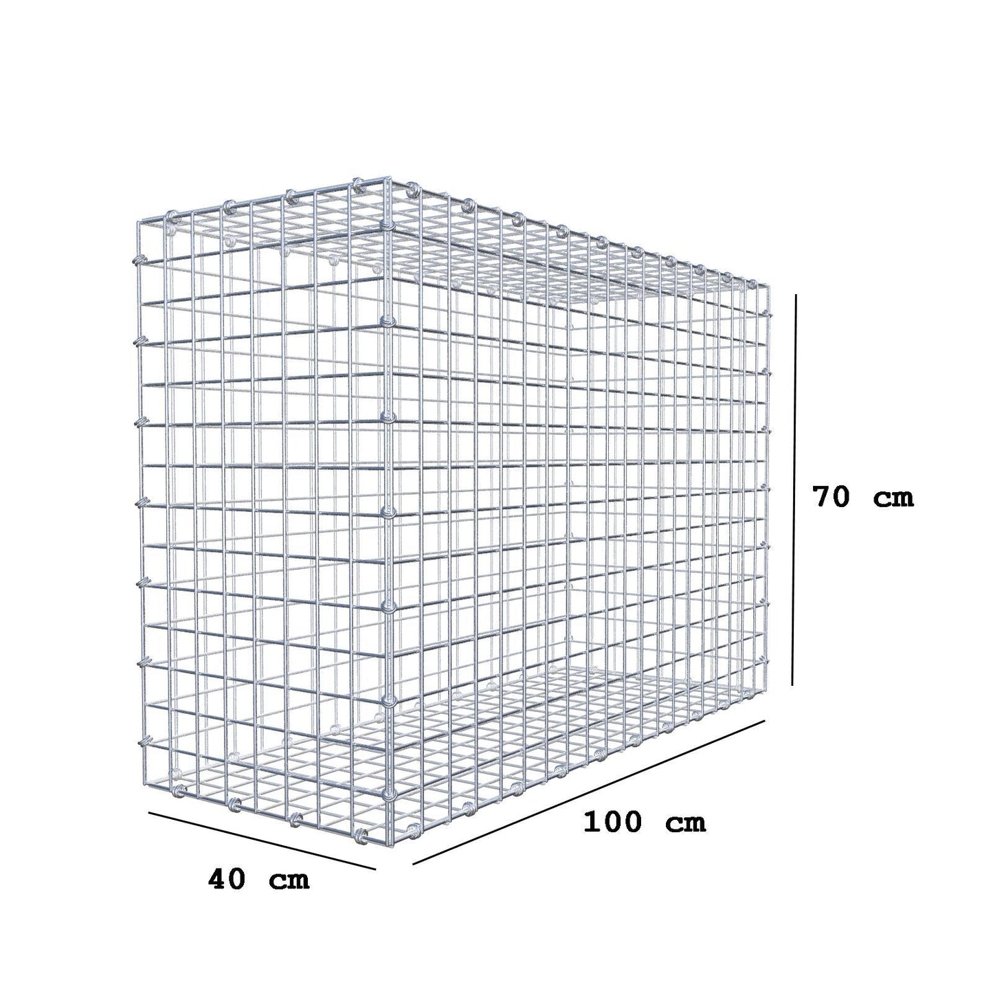 Gabione 100 cm x 70 cm x 40 cm (L x H x T), Maschenweite 5 x 5 cm, Spiralring