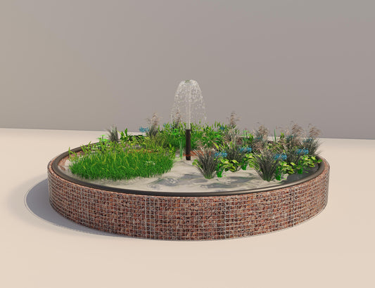 Gabionen Hochteich rund, Außendurchmesser 502 cm, Höhe 50 cm, Maschenweite 5 x 5 cm, Wandstärke 15 cm