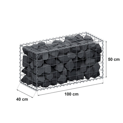Gabião 100 cm x 50 cm x 40 cm (C x A x P), malhagem 10 cm x 10 cm, espiral