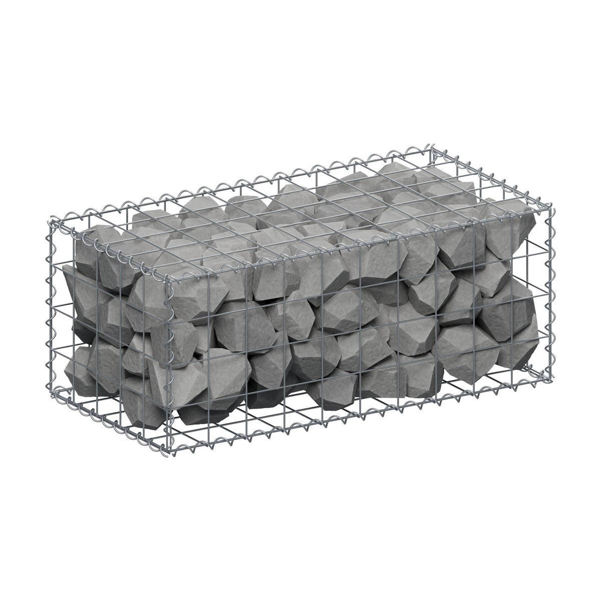 Schanskorf 100 cm x 40 cm x 50 cm (L x H x D), maaswijdte 10 cm x 10 cm, spiraalvormig