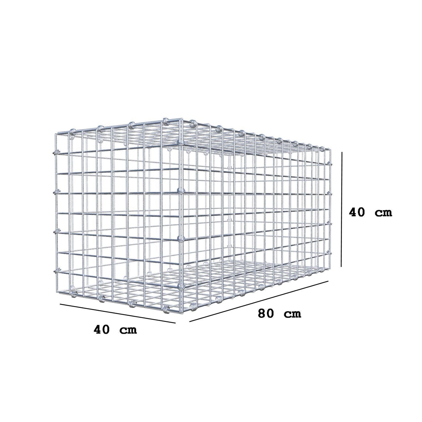 Gabião 80 cm x 40 cm x 40 cm (C x A x P), malhagem 5 x 5 cm, anel espiral