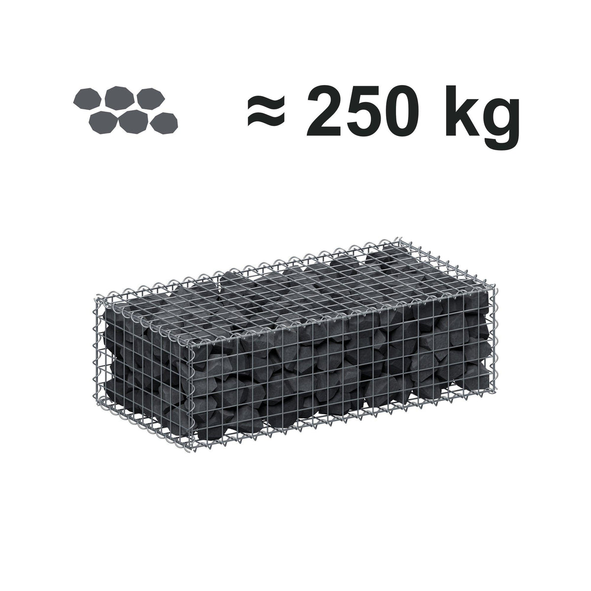 Gabbione 100 cm x 30 cm x 50 cm (L x H x P), maglia 5 cm x 5 cm, spirale