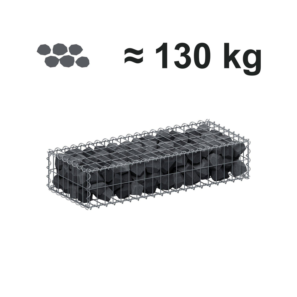 Gabion 100 cm x 20 cm x 40 cm (L x H x D), maskstorlek 5 cm x 10 cm, spiral