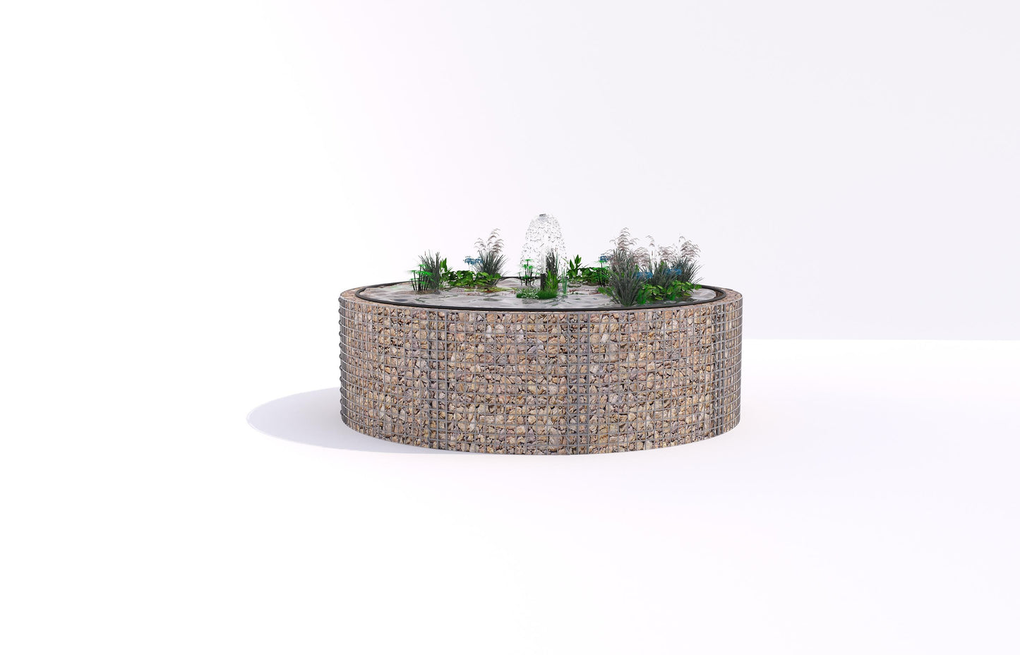 Estanque elevado de gaviones, redondo, diámetro exterior 262 cm, altura 80 cm, malla 5 x 5 cm, espesor de pared 15 cm