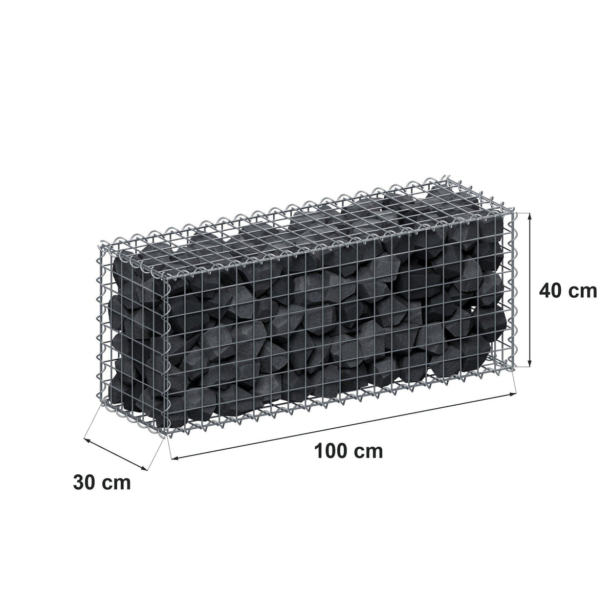 Gabione 100 cm x 40 cm x 30 cm (L x H x T), Maschenweite 5 cm x 5 cm, Spirale
